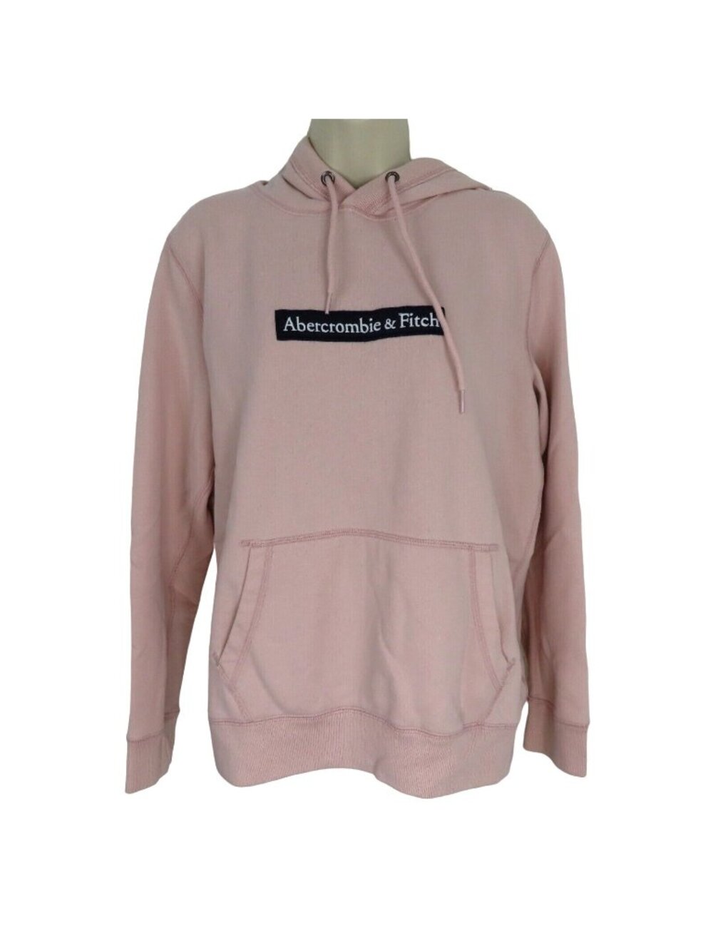 Abercrombie & Fitch Mens Small Embroidered Logo Pullover Hoodie Dusty Pink Hood